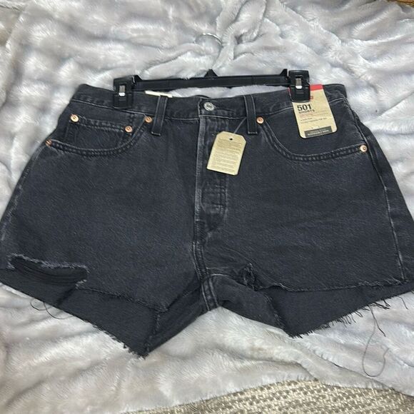 LEVI'S 501 High Rise Womens Denim Shorts - Lunar Black Size 31 - Picture 2 of 3